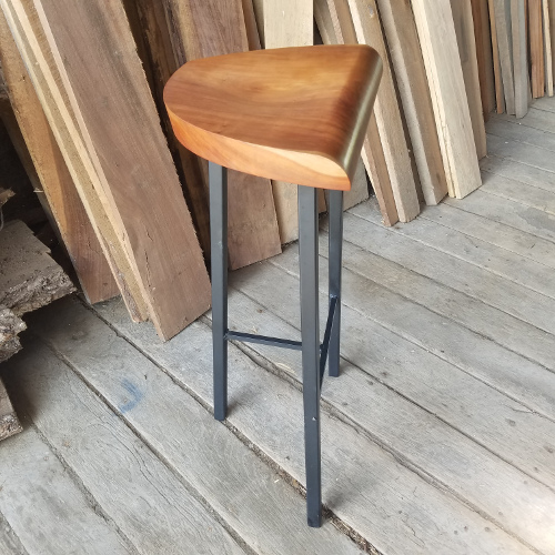 Black cherry and welded steel high stool